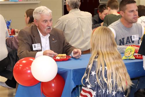 Veterans and students enjoy the EMS NJHS Veterans Day luncheon 